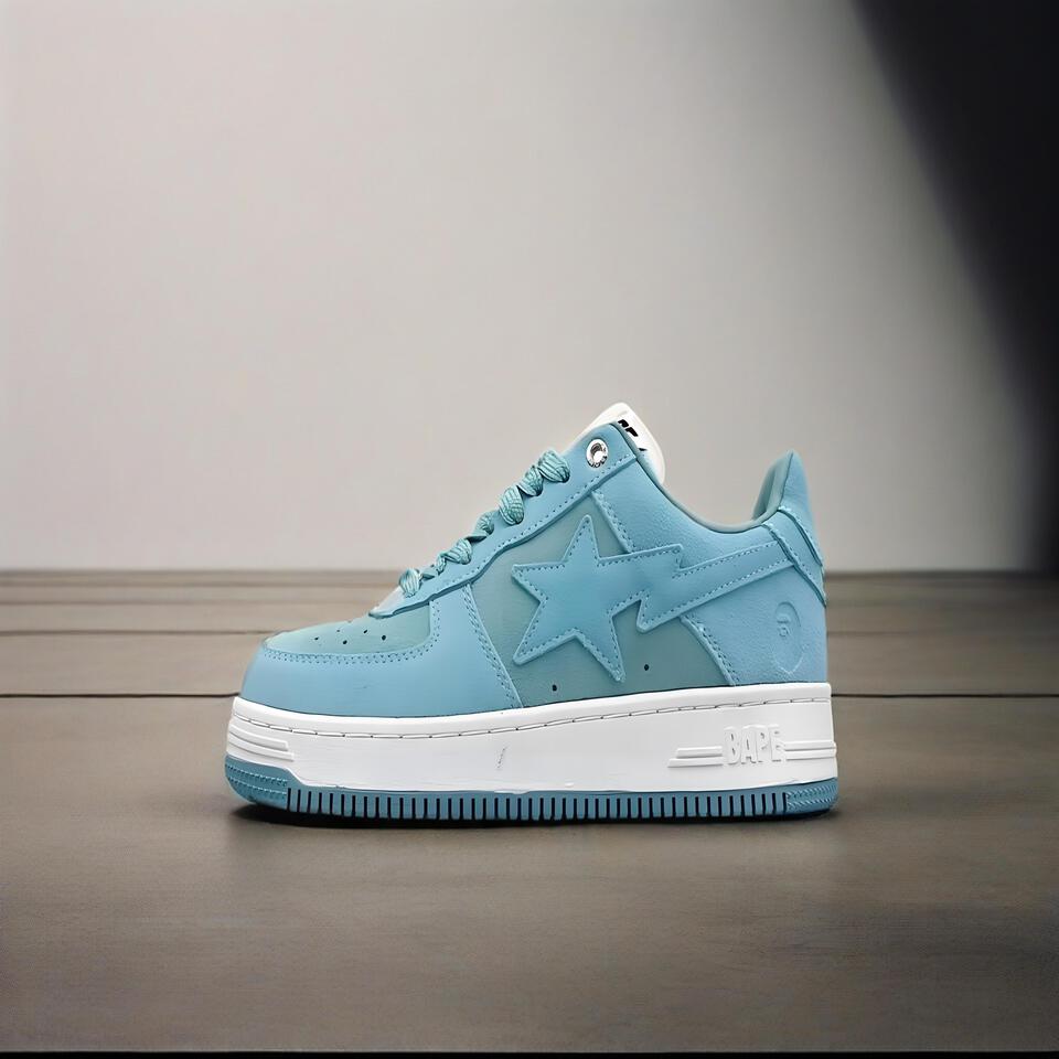 BAPE STA Ice Blue Suede Cushioned Casual Sneakers