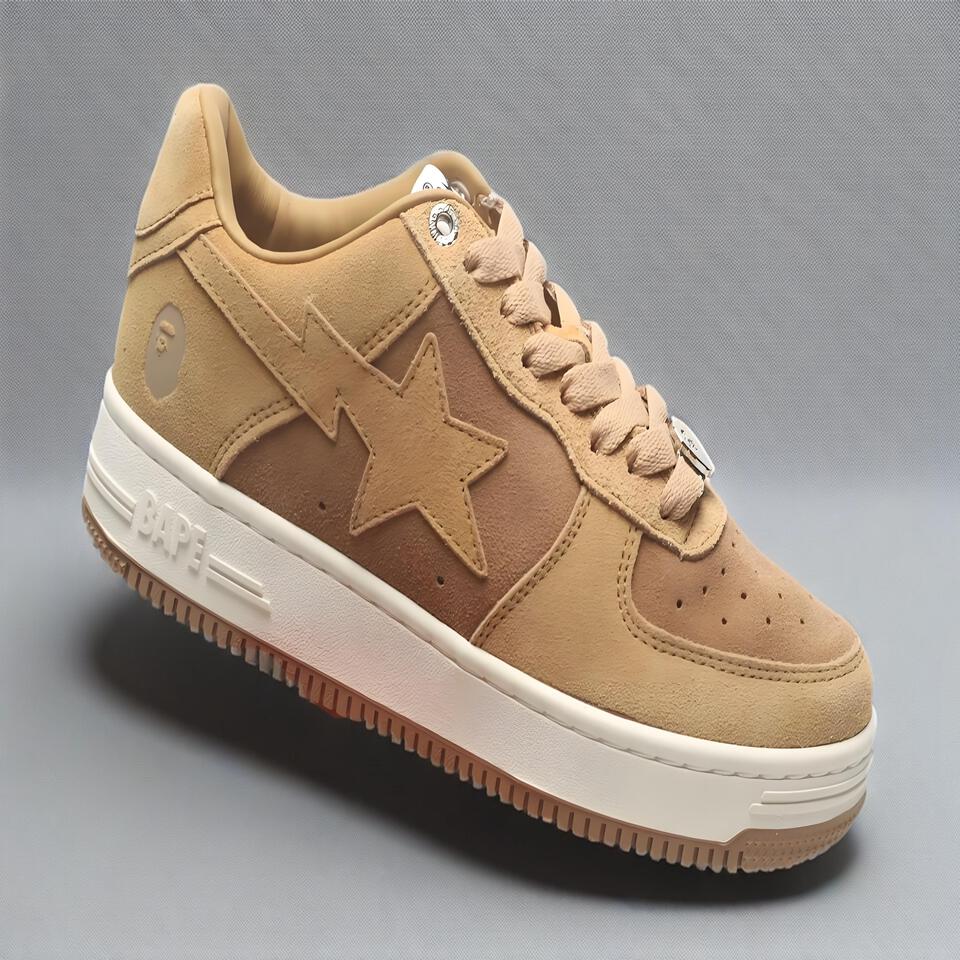 BAPE STA Khaki Suede Retro Casual Sneakers