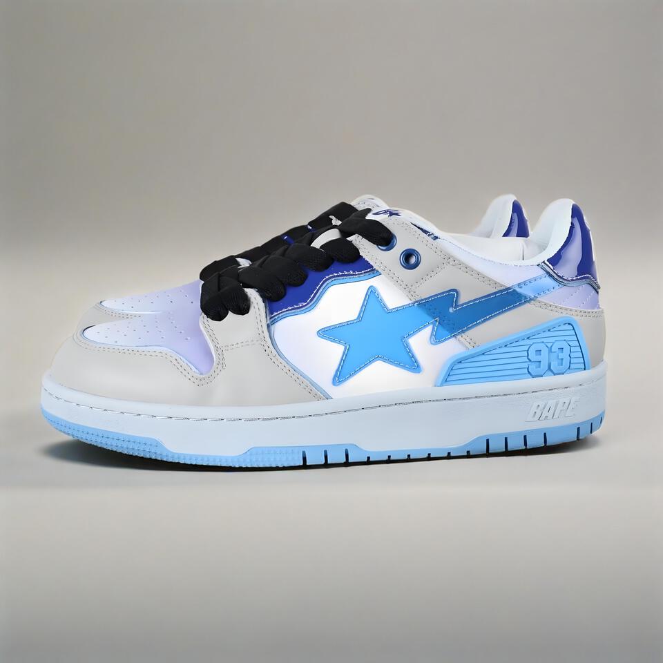 BAPE STA Low Top Vintage Sneakers Blue Grey Purple