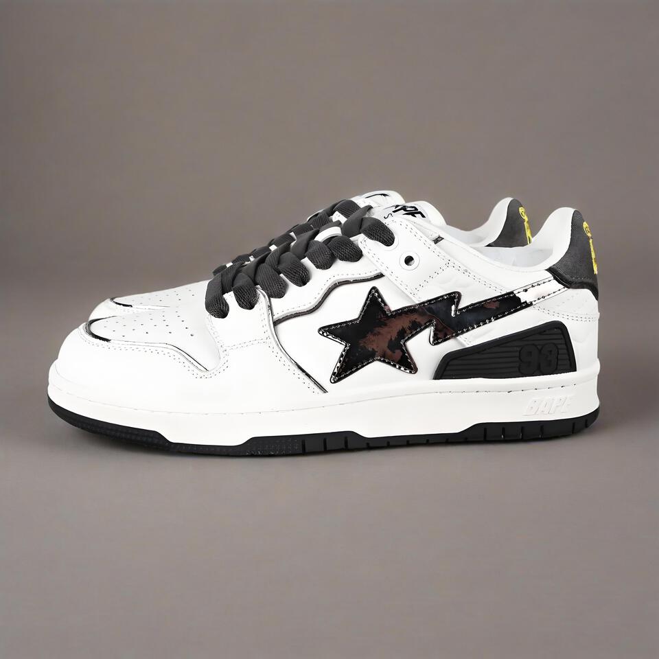 BAPE STA Low White Grey Camo Sneakers | BAPE Shark Streetwear Shoes