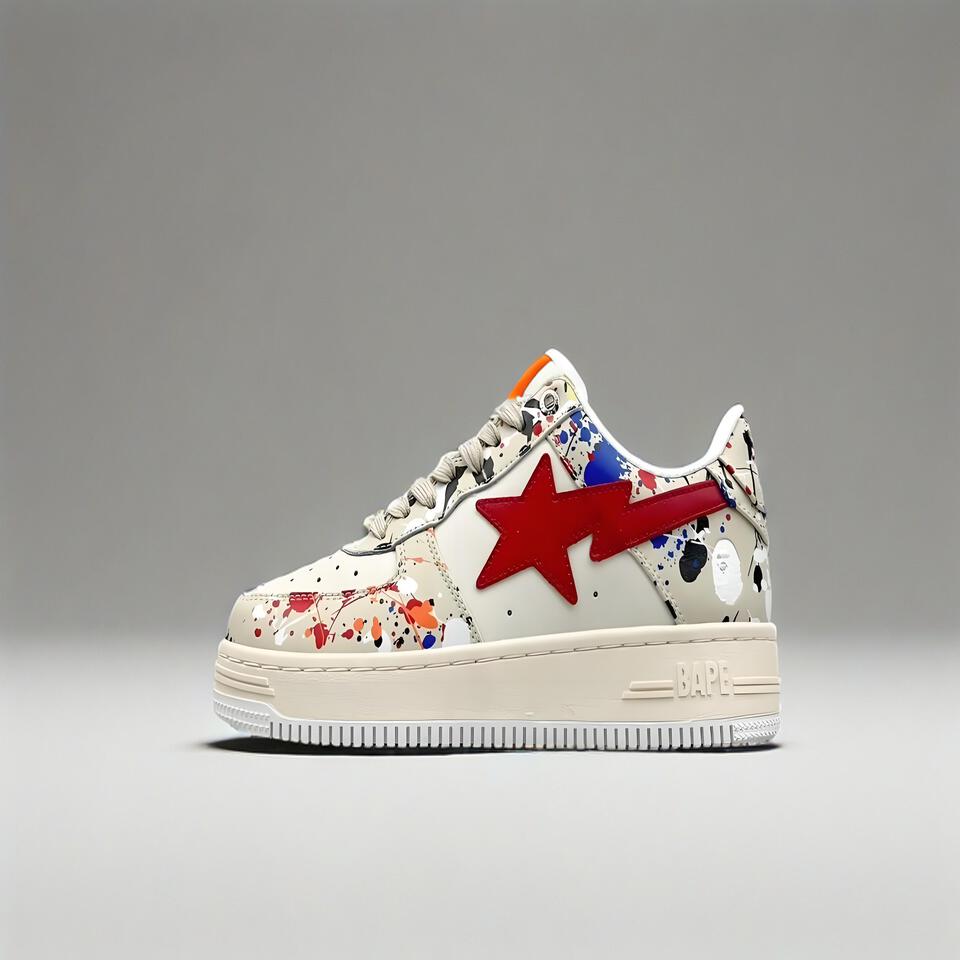 BAPE STA Splatter Graffiti White Sneakers
