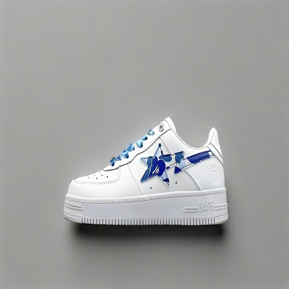 BAPE STA White Blue Camo Star Skate Shoes
