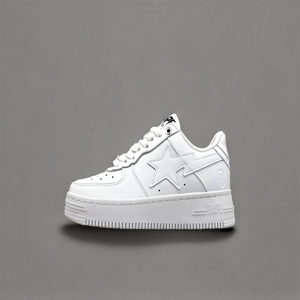 BAPE STA White Leather Sneakers | Bape Shoes | Men's Casual Shoes