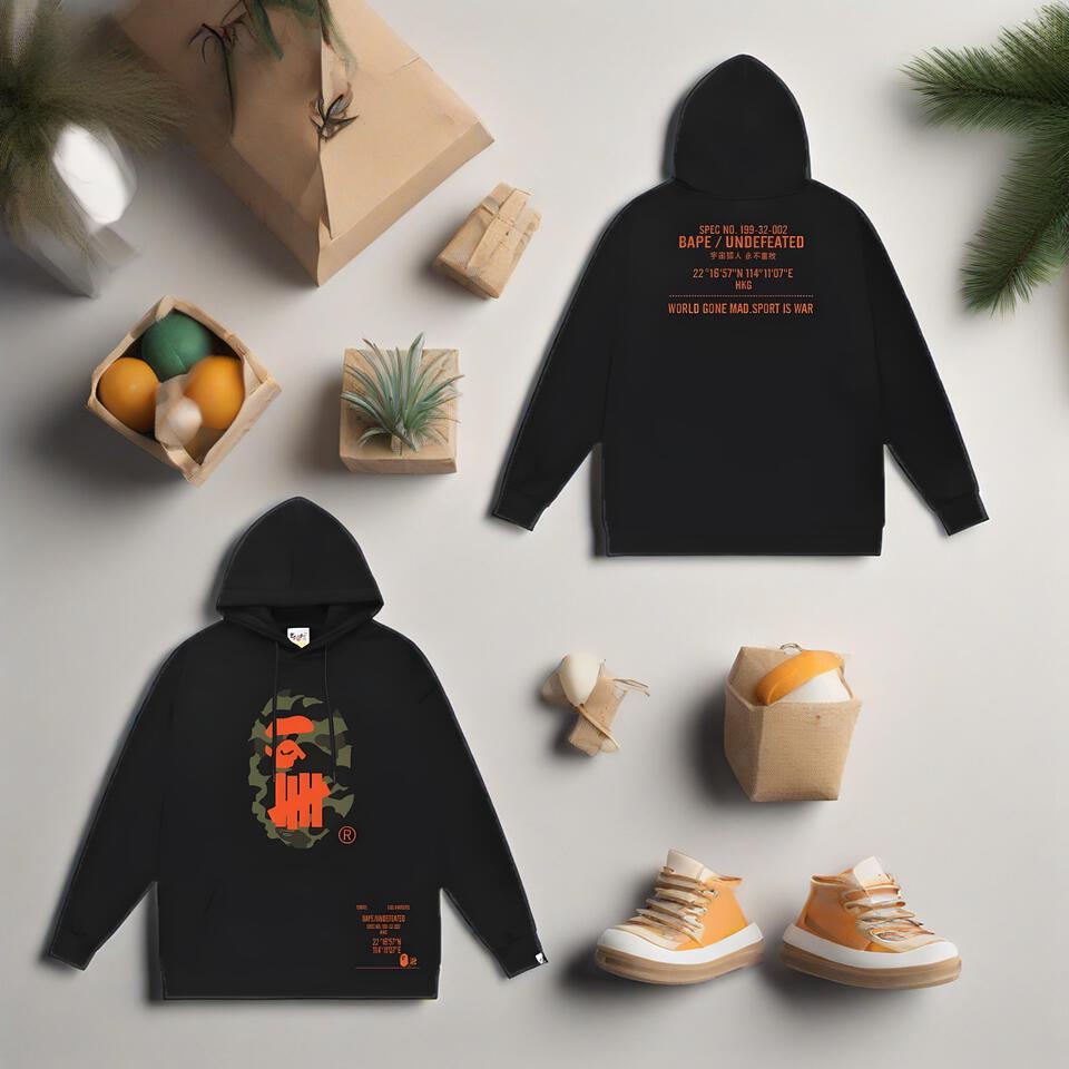 Bape Undefeated Black Camo Ape Head Hooded Sweatshirt