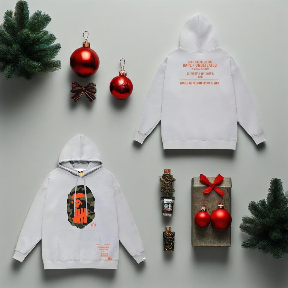 Bape Undefeated Grey Hoodie Camo Ape Head Streetwear