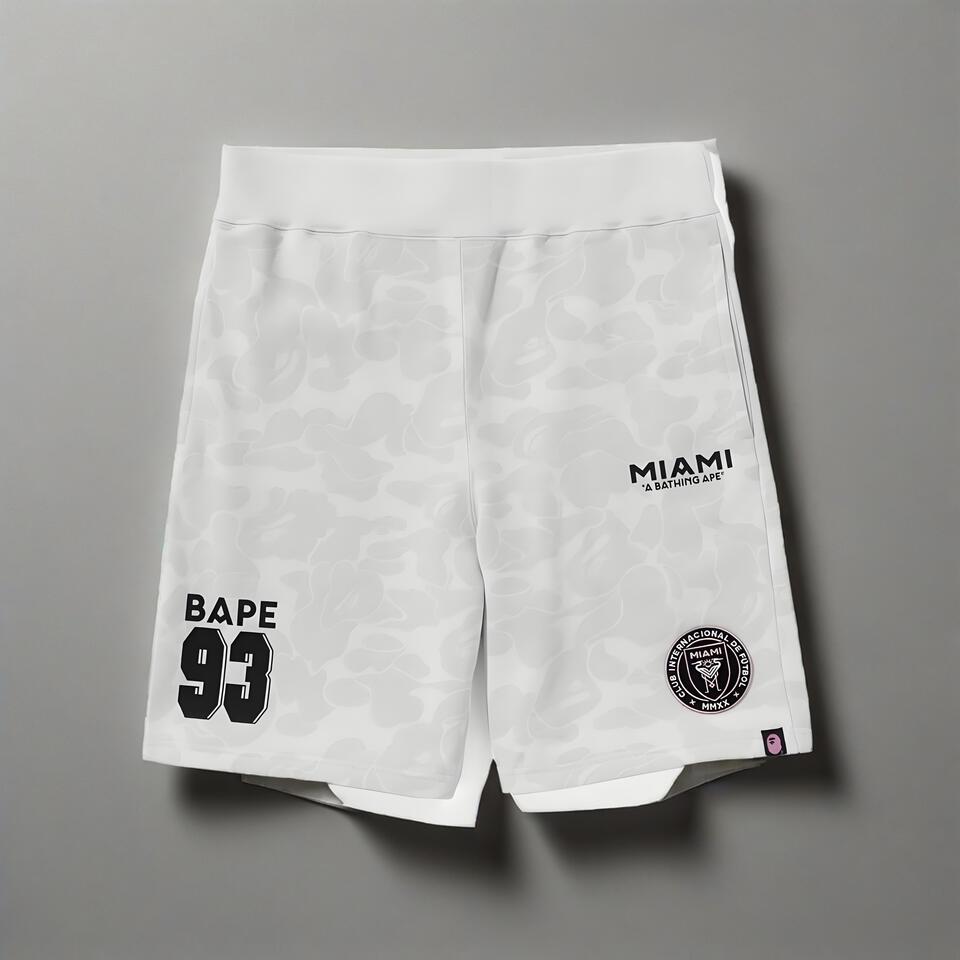 Bape White Camo Print Cotton Shorts Breathable