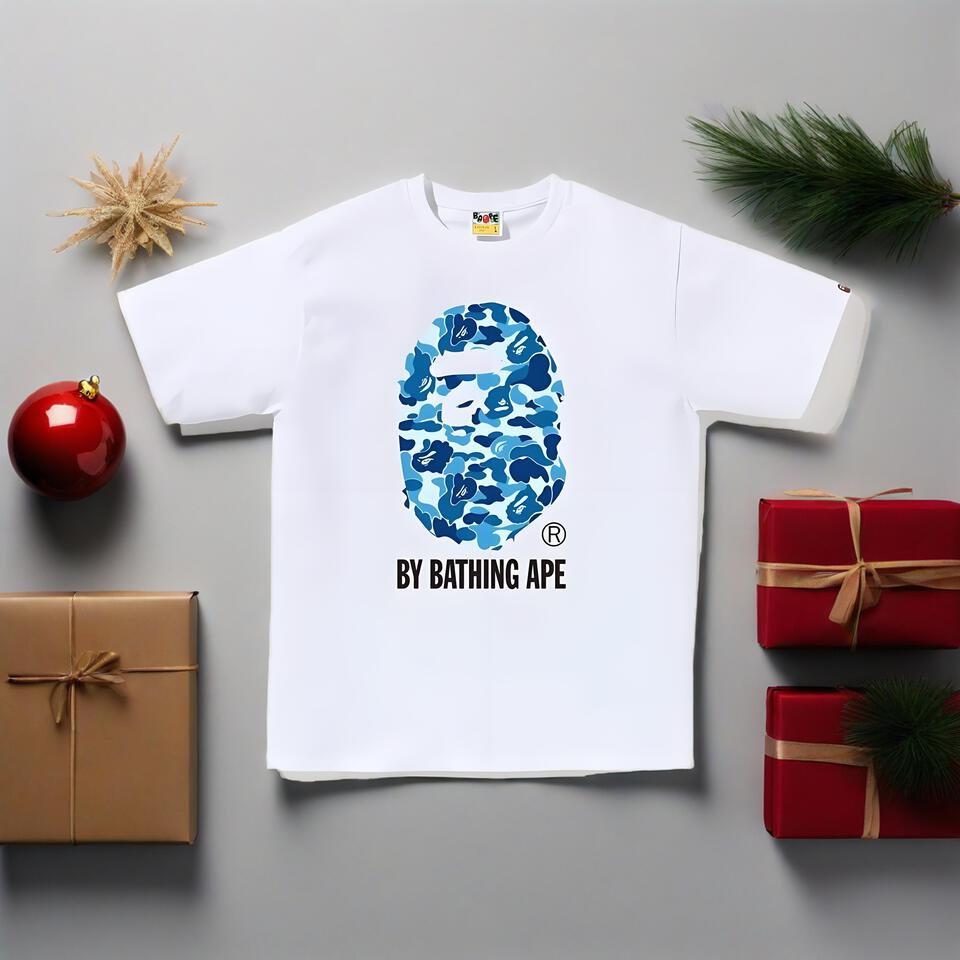 Bape White Cotton T-Shirt Streetwear Fashion