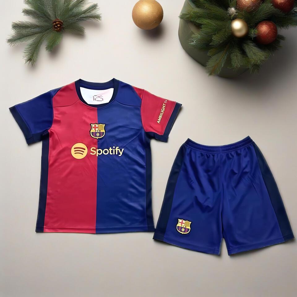 Barcelona Kids' Breathable Quick-Dry Red Blue Sportswear Set