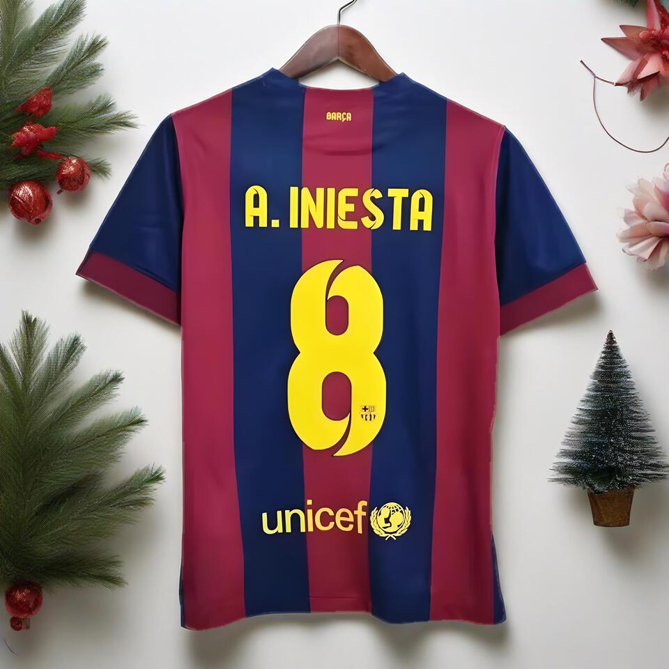Barcelona Red Blue Breathable Iniesta 8 Soccer Jersey