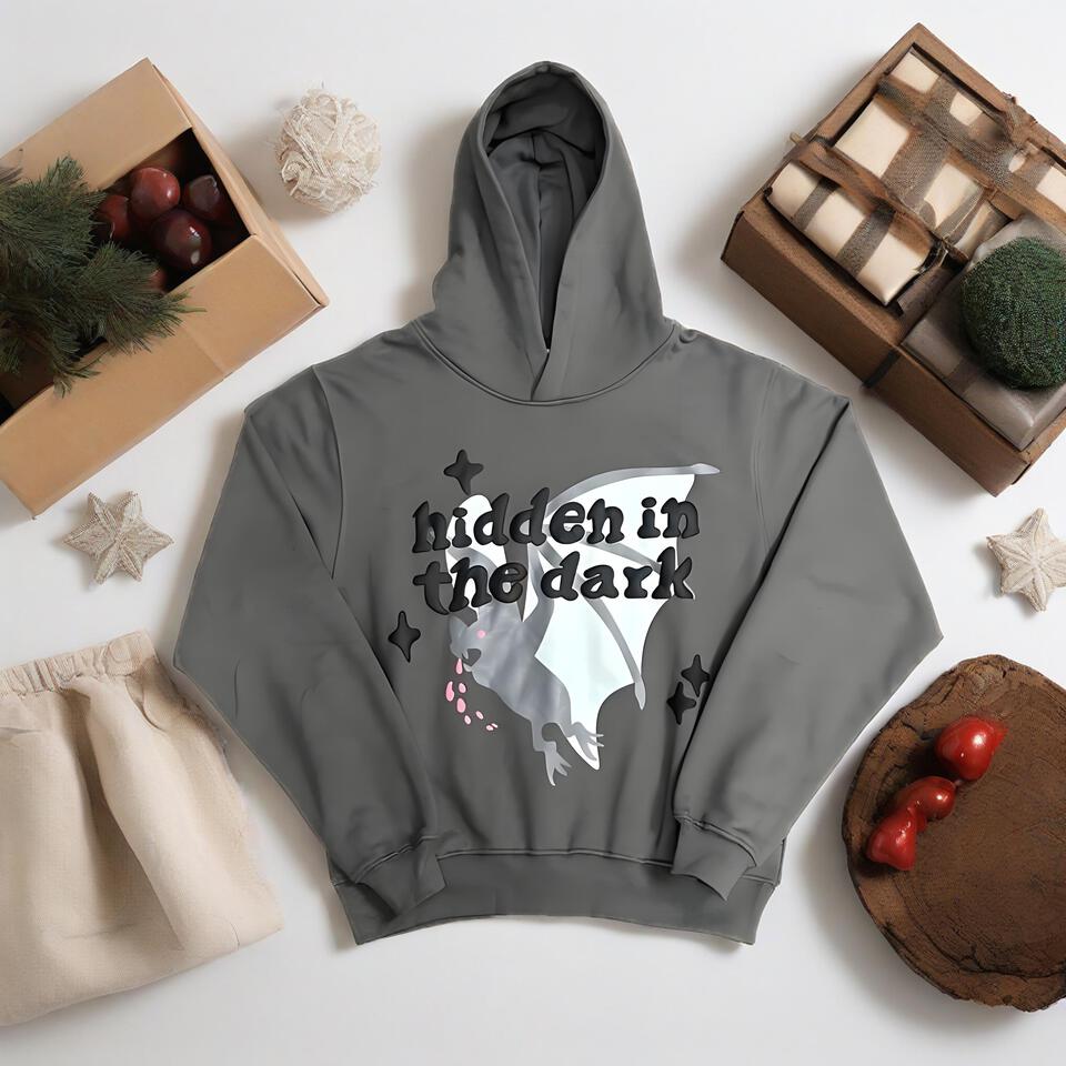 Bat Totem Gray Hoodie Unisex Streetwear Casual Pullover