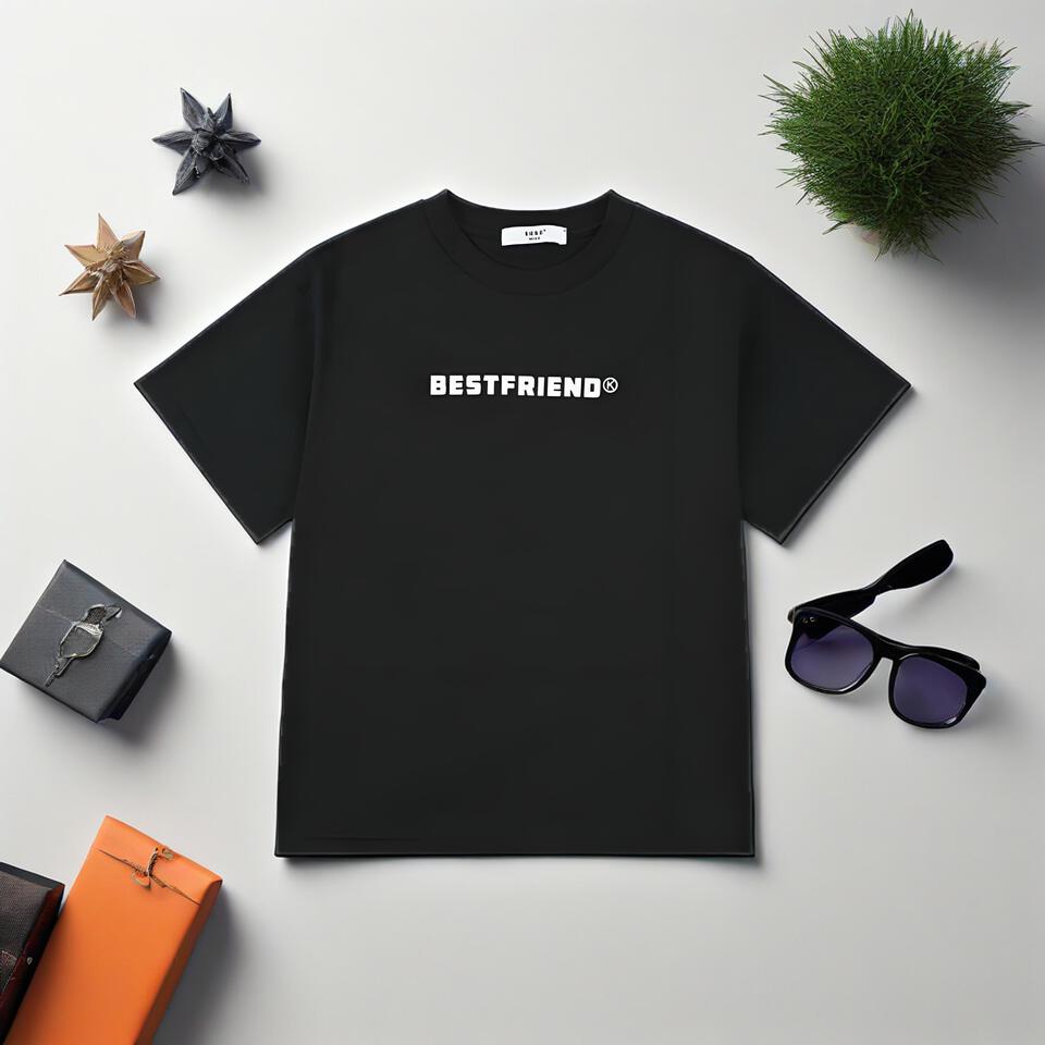 BESTFRIEND Unisex White Print Cotton Oversized Tee