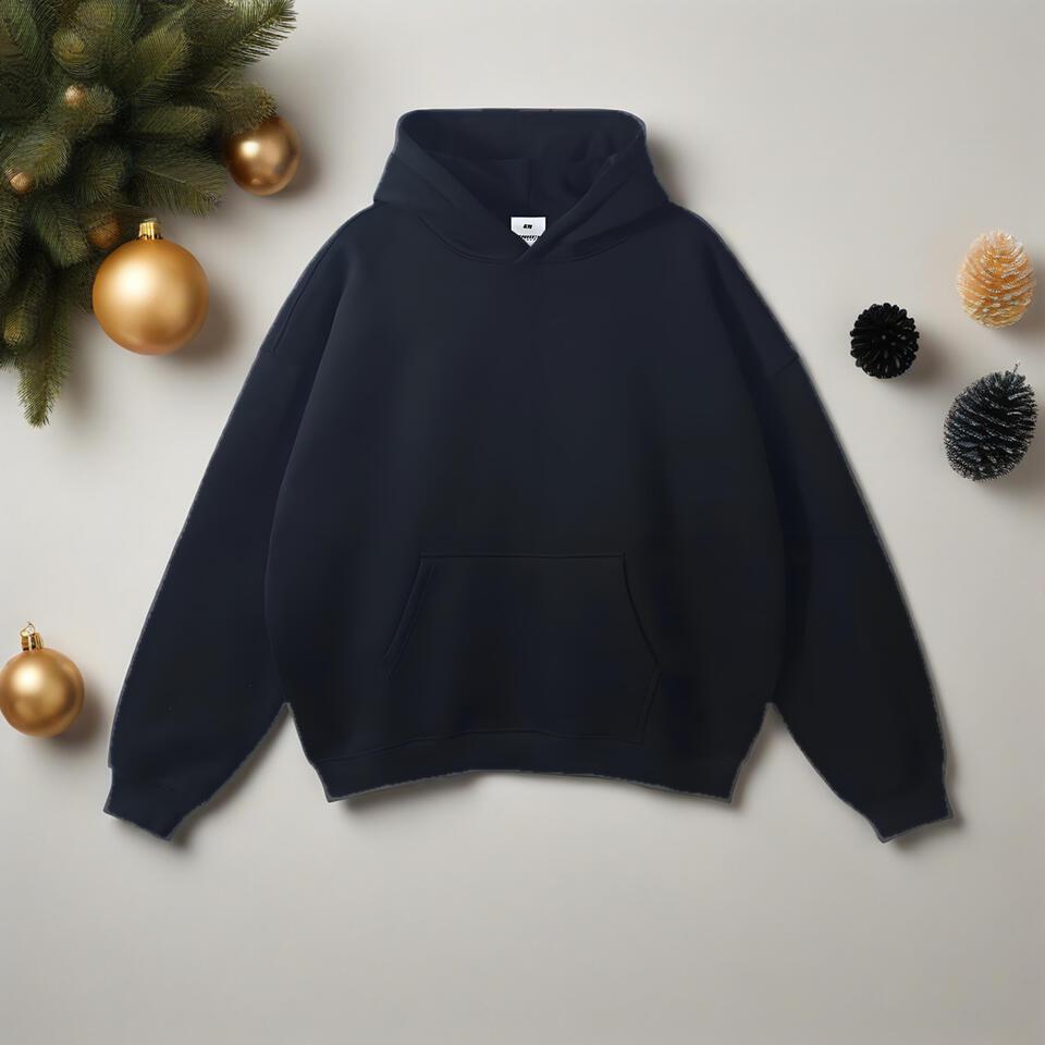 Binken Black Cotton Hoodie Unisex Casual Loose Fit