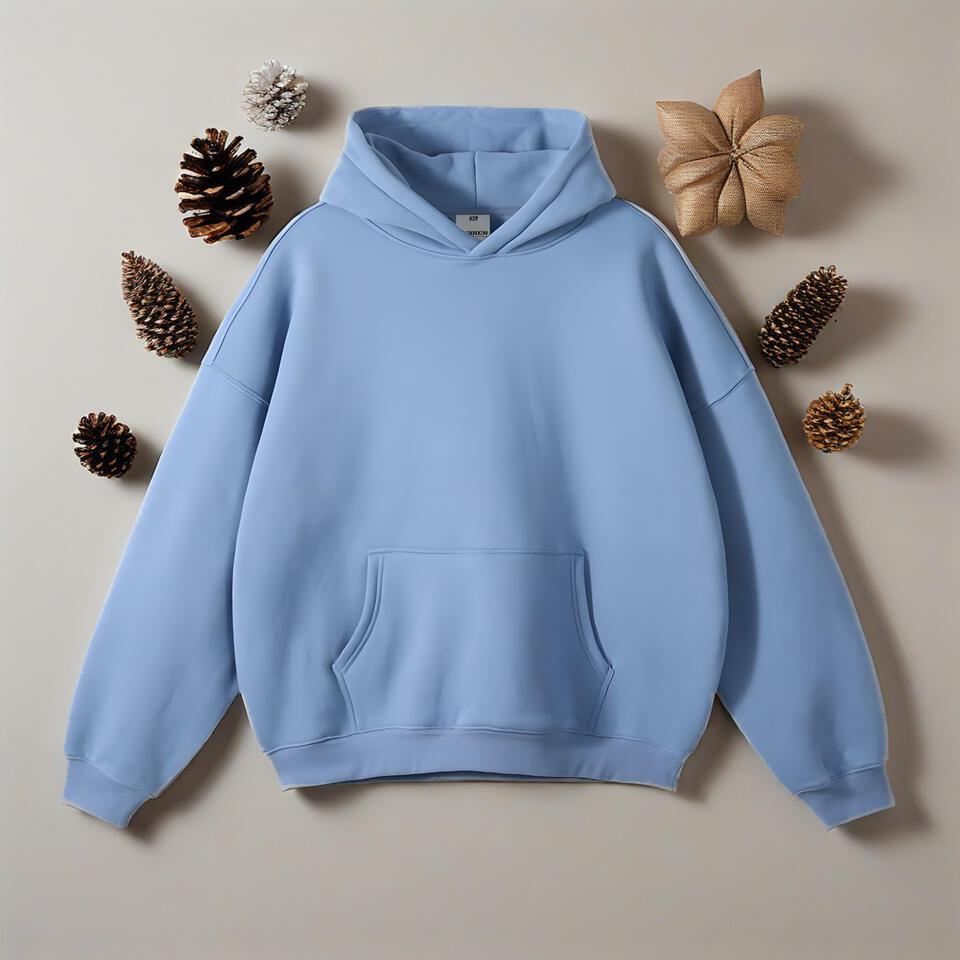Binken Blue Cotton Hoodie Unisex Casual Sweatshirt