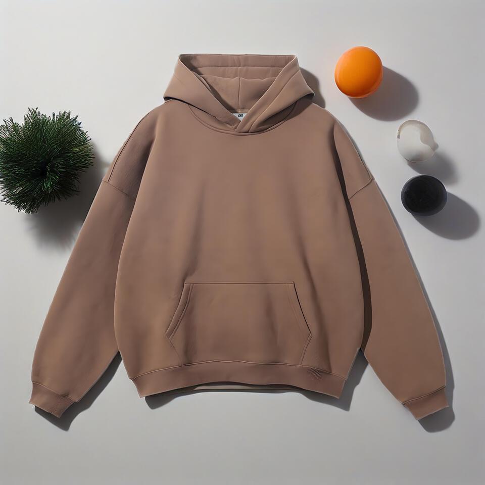 Binken Brown Cotton Hooded Sweatshirt Unisex Casual