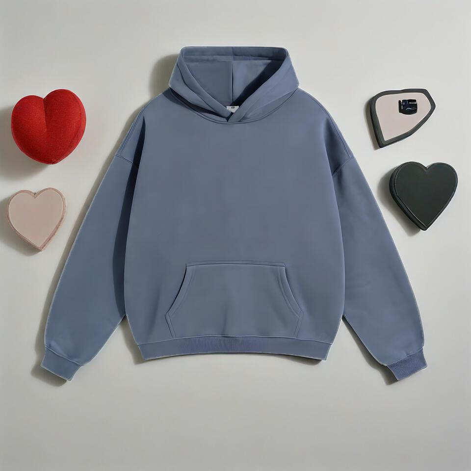 Binken Paris Grey Blue Hooded Sweatshirt Unisex Cotton Casual