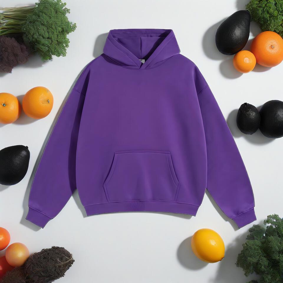 Binken Purple Cotton Unisex Hooded Sweatshirt Casual