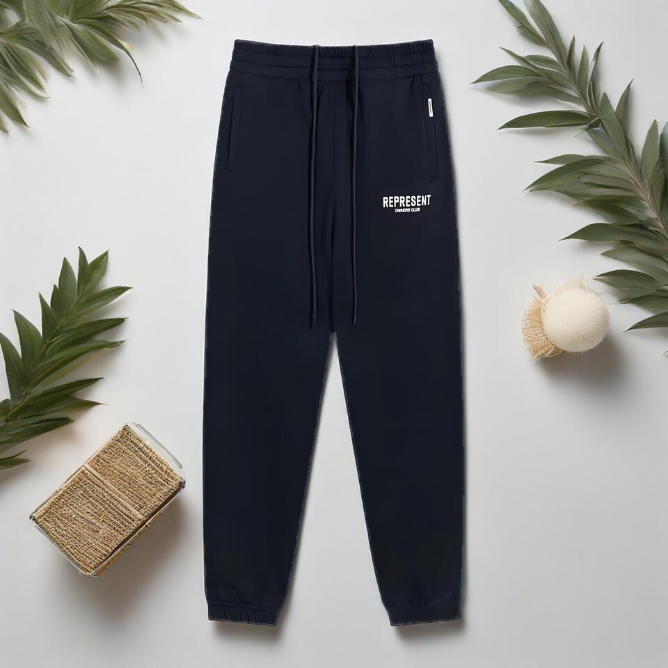 Black Cotton Tapered Cuff Sports Pants