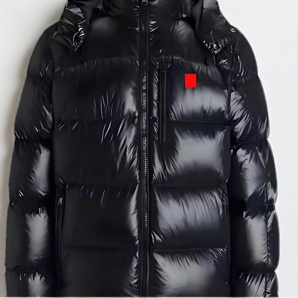 Black Quilted Puffer Jacket with Hood Windproof Warm