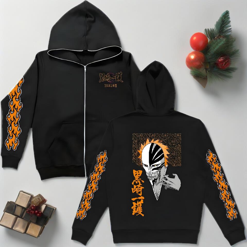 Bleach Black Cotton Hoodie Anime Streetwear Unisex