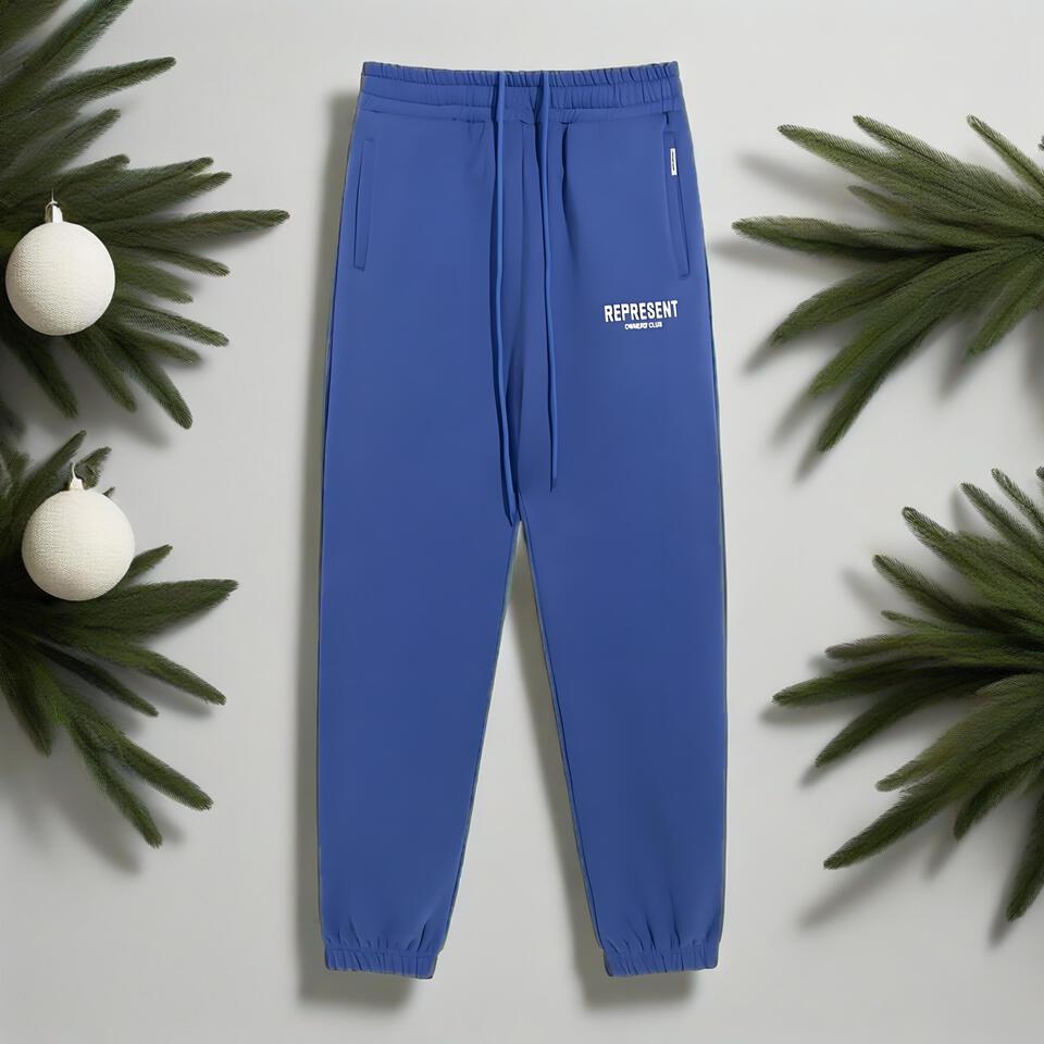 Blue Cotton Tapered Joggers Unisex Streetwear Pants