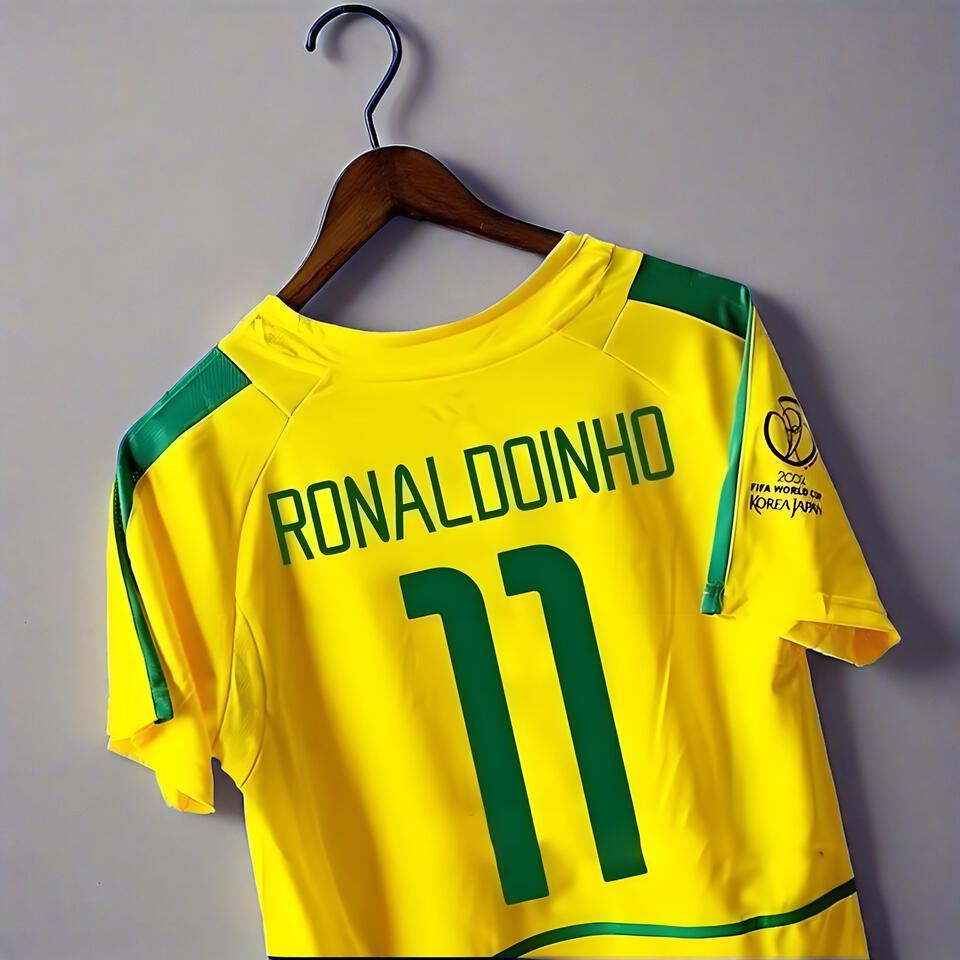 Brazil National Team Ronaldo De Assis Green Yellow Transparent Soccer Jersey