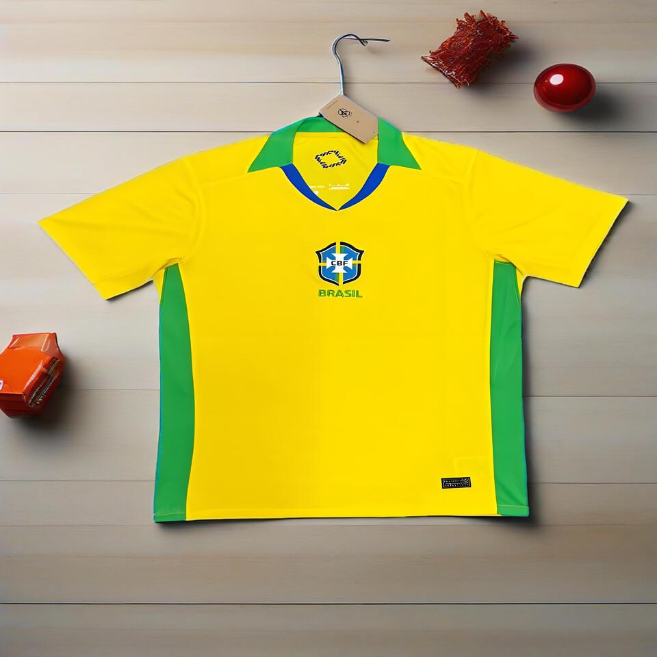 Brazil National Team Yellow Green Blue Color Block Breathable Quick-Dry Trendy Short Sleeve