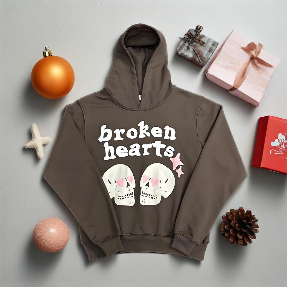 Broken Hearts Brown Hoodie Unisex Cotton Streetwear