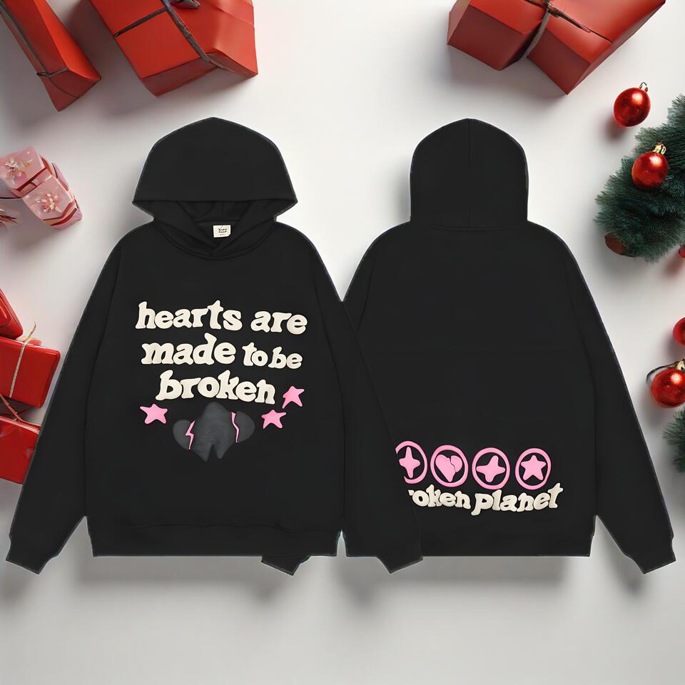 Broken Planet Black Hoodie Unisex Streetwear Cotton