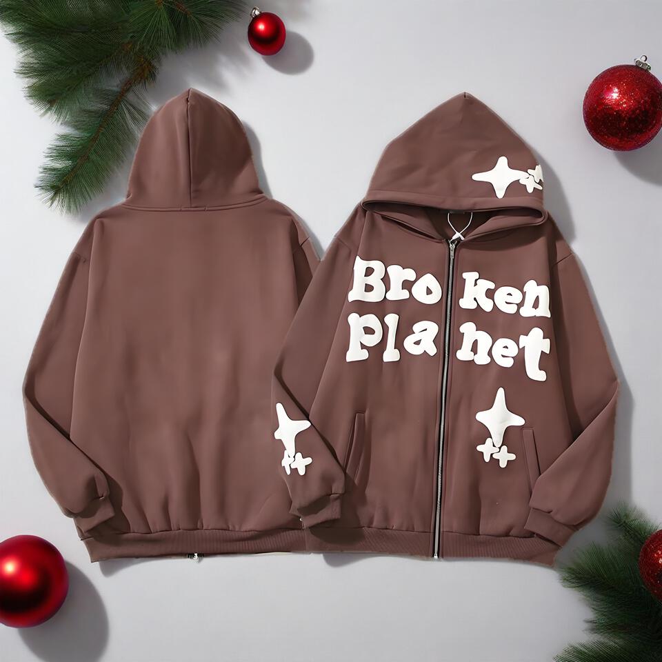 Broken Planet Brown Cotton Street Hoodie