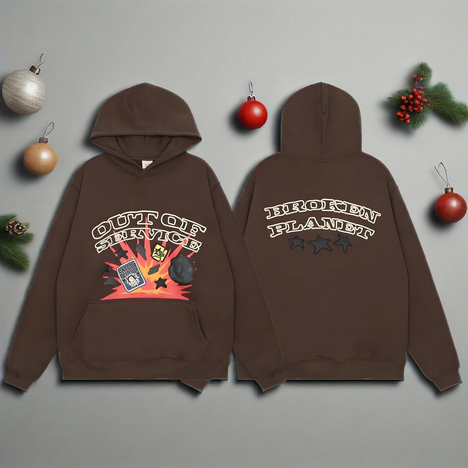 Broken Planet Brown Unisex Hoodie Streetwear Print