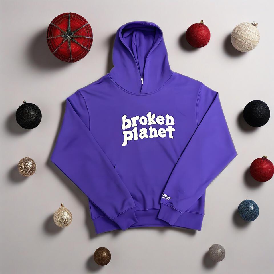 Broken Planet Purple Hoodie Unisex Streetwear Cotton