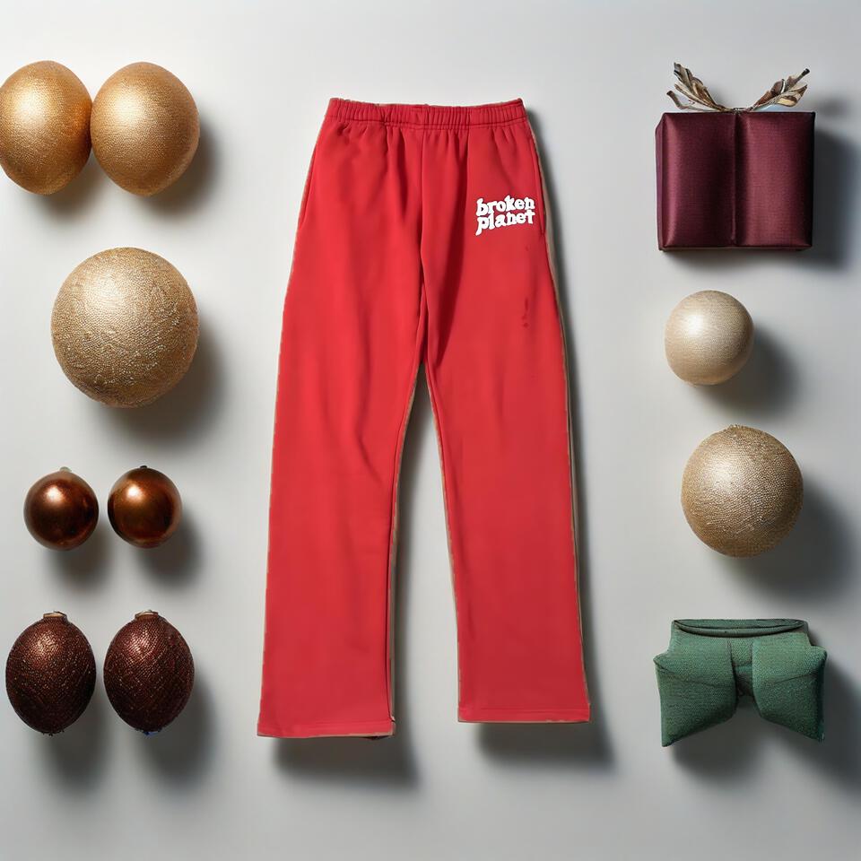 Broken Planet Red Cotton Casual Sport Pants