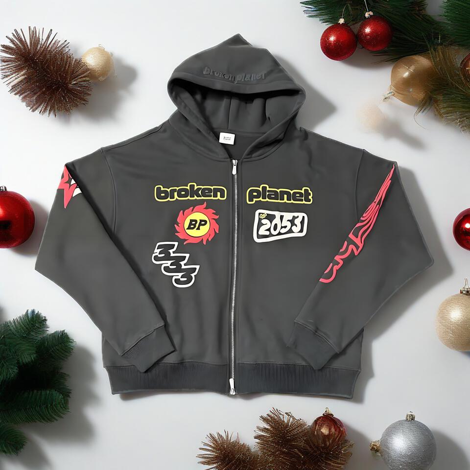 Broken Planet Unisex Black Hoodie Streetwear Print