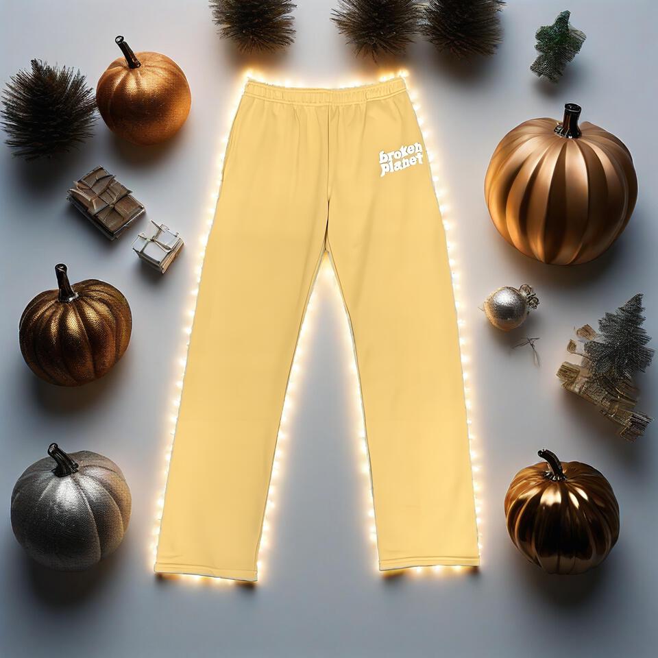 Broken Planet Yellow Cotton Straight Leg Joggers Unisex Streetwear Pants