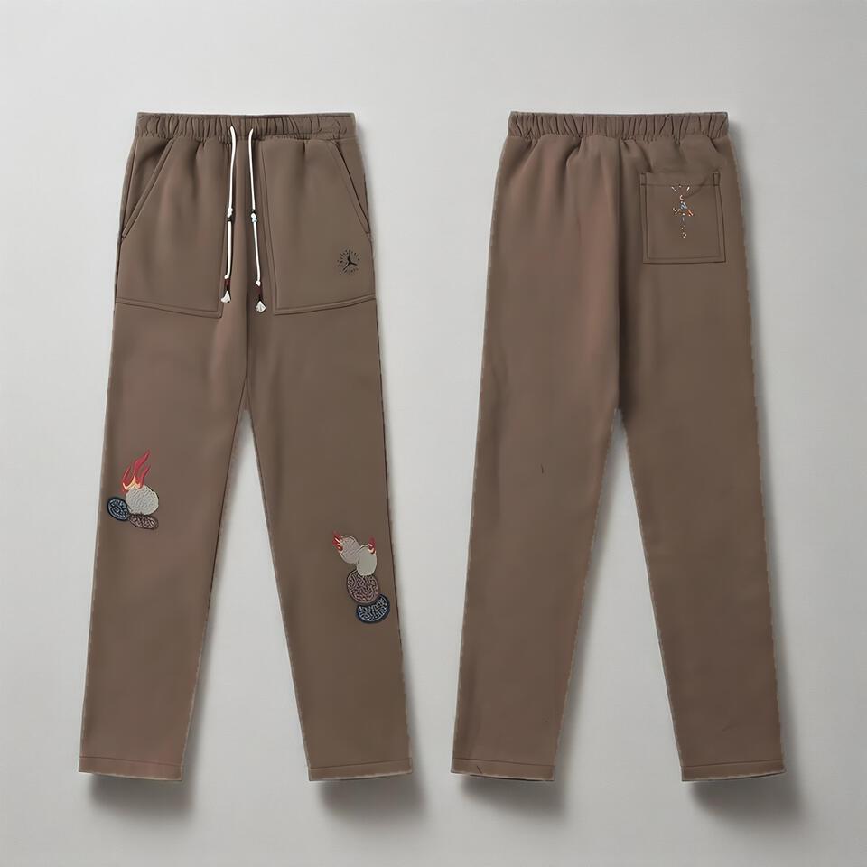 Brown Cotton Blend Drawstring Joggers Unisex Streetwear