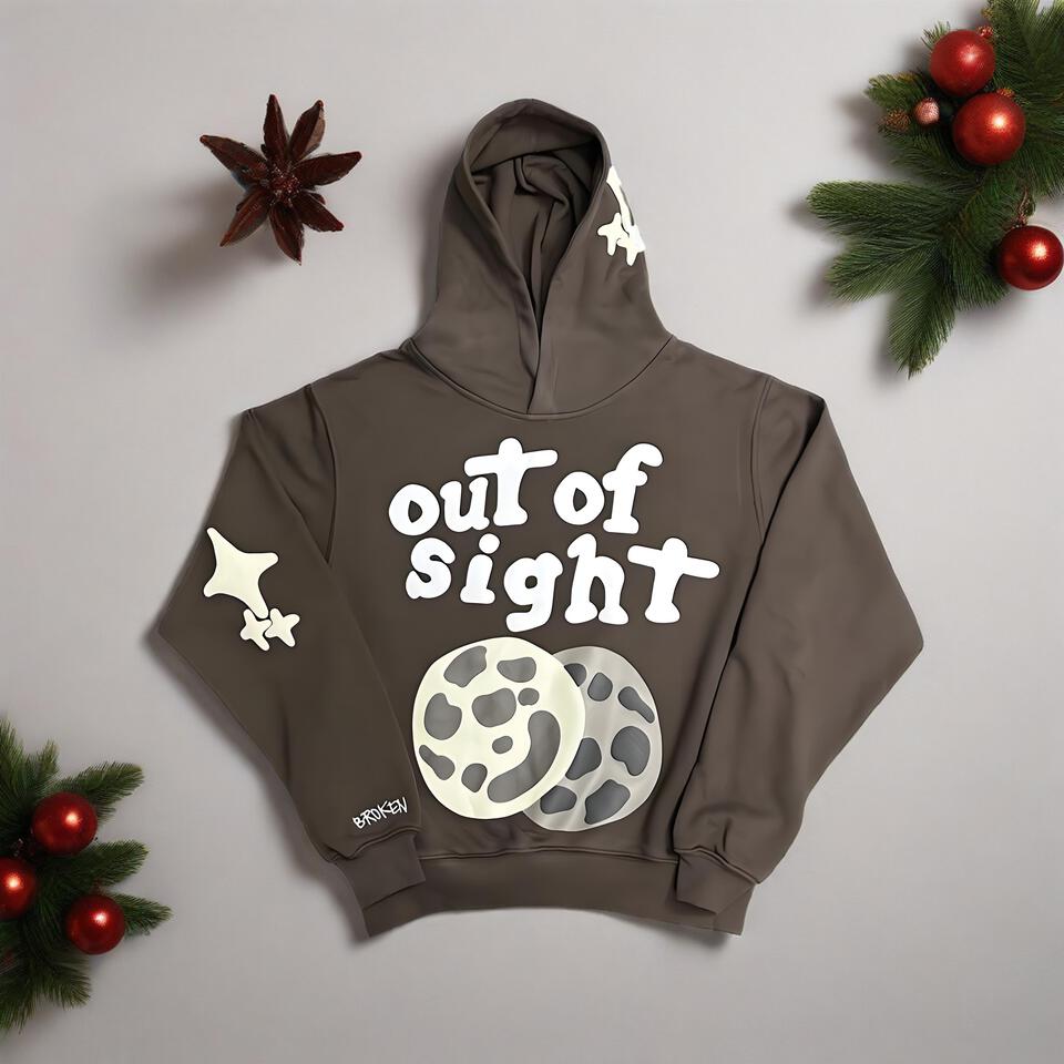 Brown Cotton Unisex Hoodie Street Style Printed