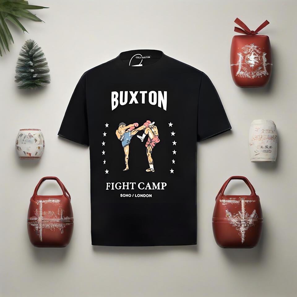Buxton Fight Camp Black Cotton T-Shirt Streetwear Unisex Print