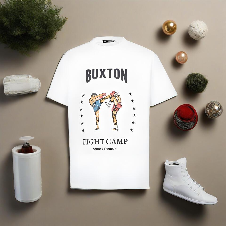 Buxton White Cotton Street Combat Print Unisex T-Shirt
