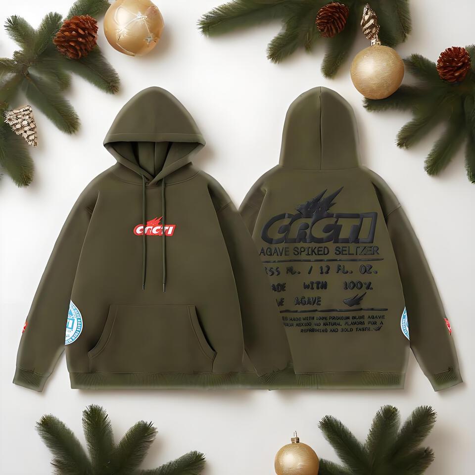 Cacti Military Green Cotton Street Hoodie