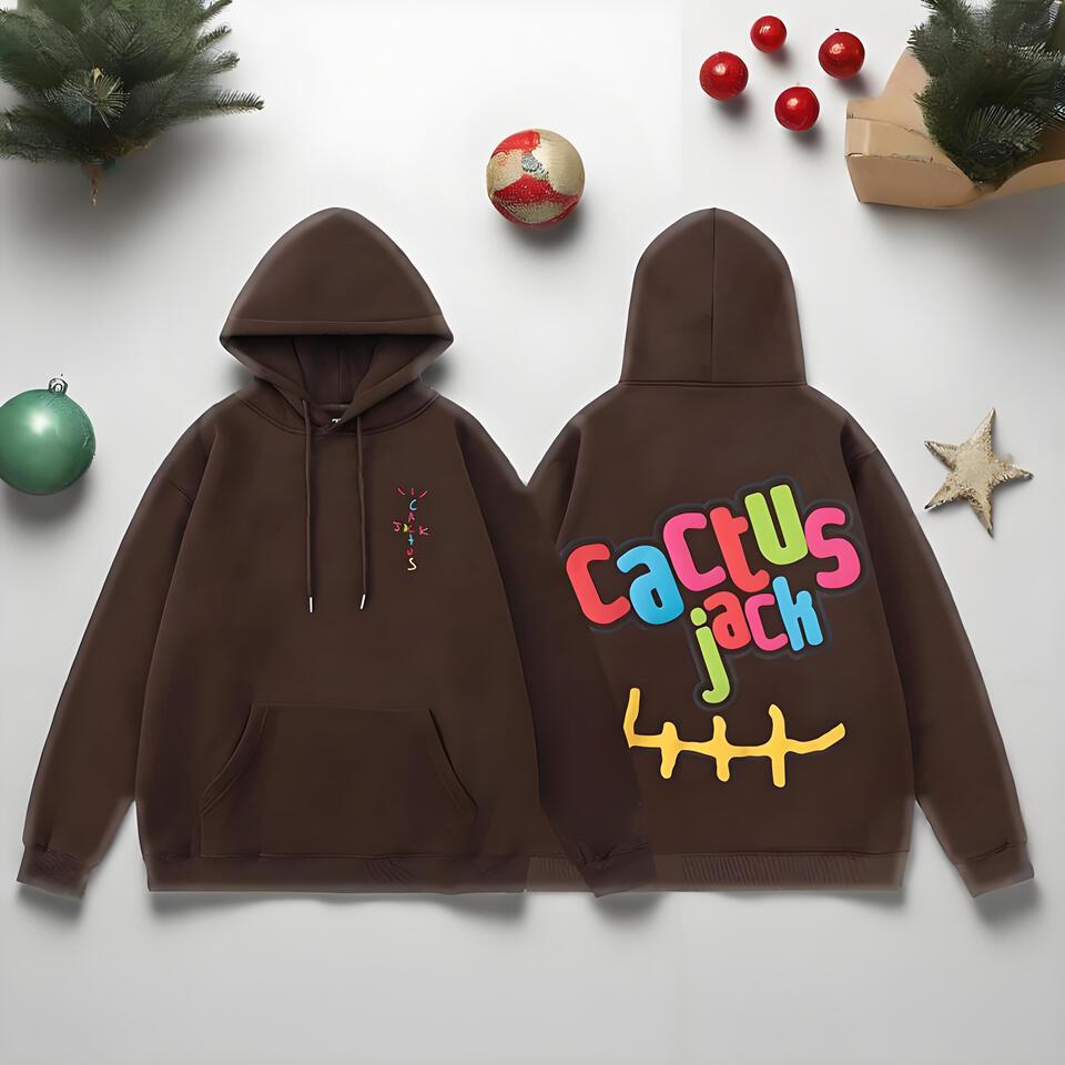 Cactus Jack Brown Unisex Hoodie Streetwear Fashion