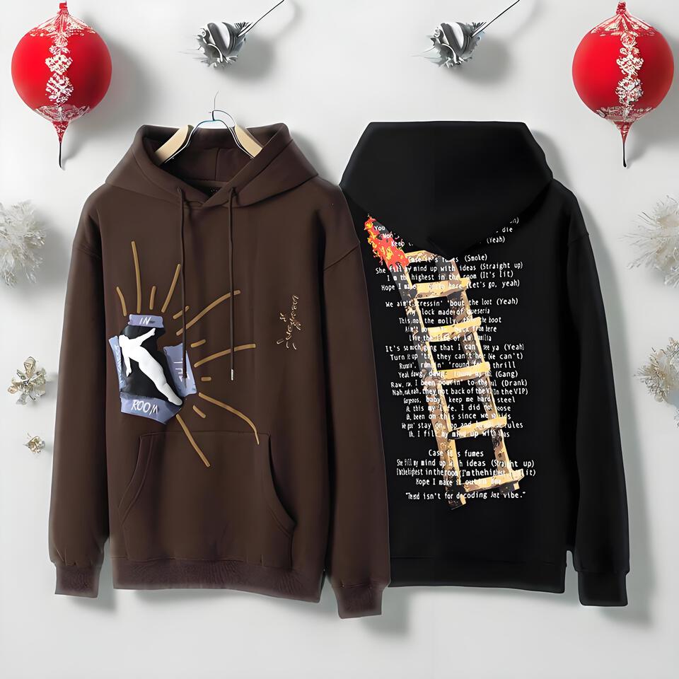 Cactus Jack Hoodie Brown Black Cotton Room Street Art Print Unisex