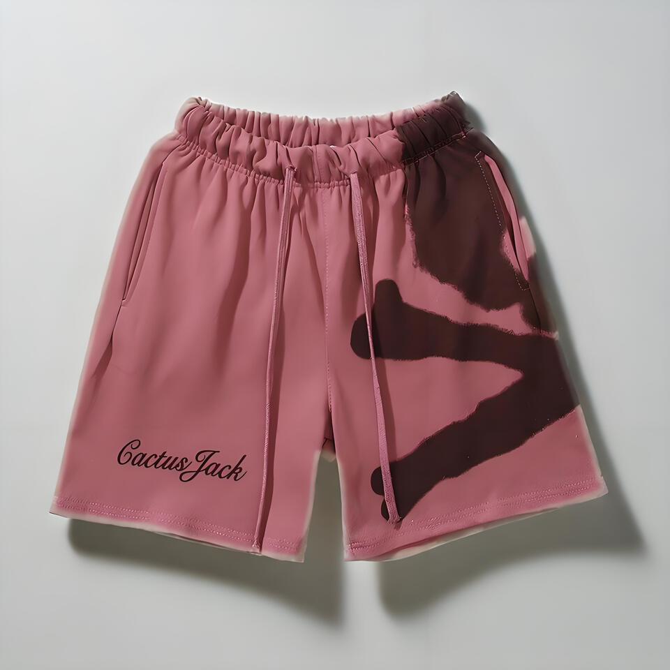 Cactus Jack Pink Brown Cotton Casual Shorts Unisex Streetwear