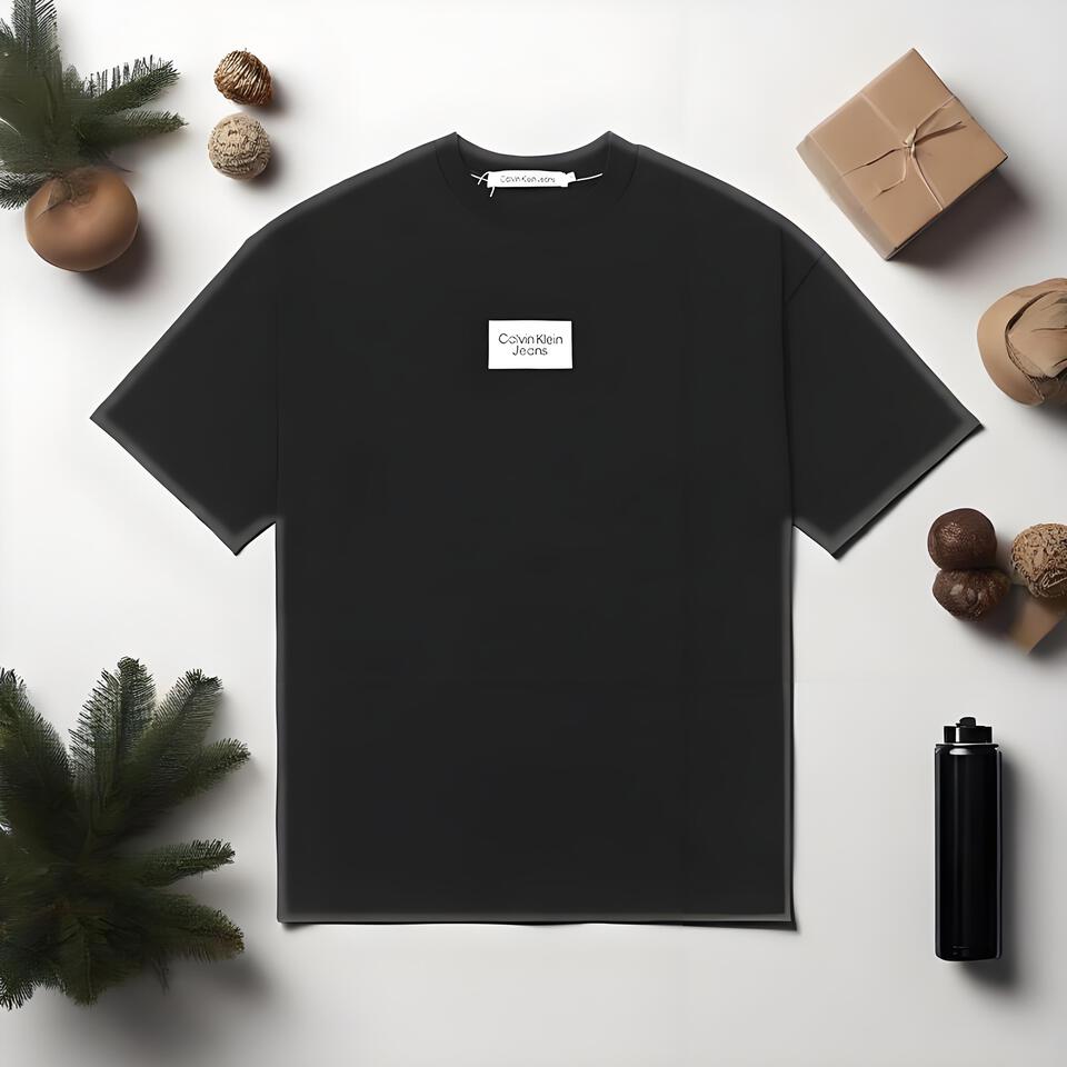 Calvin Klein Jeans Black Cotton Crewneck T-Shirt