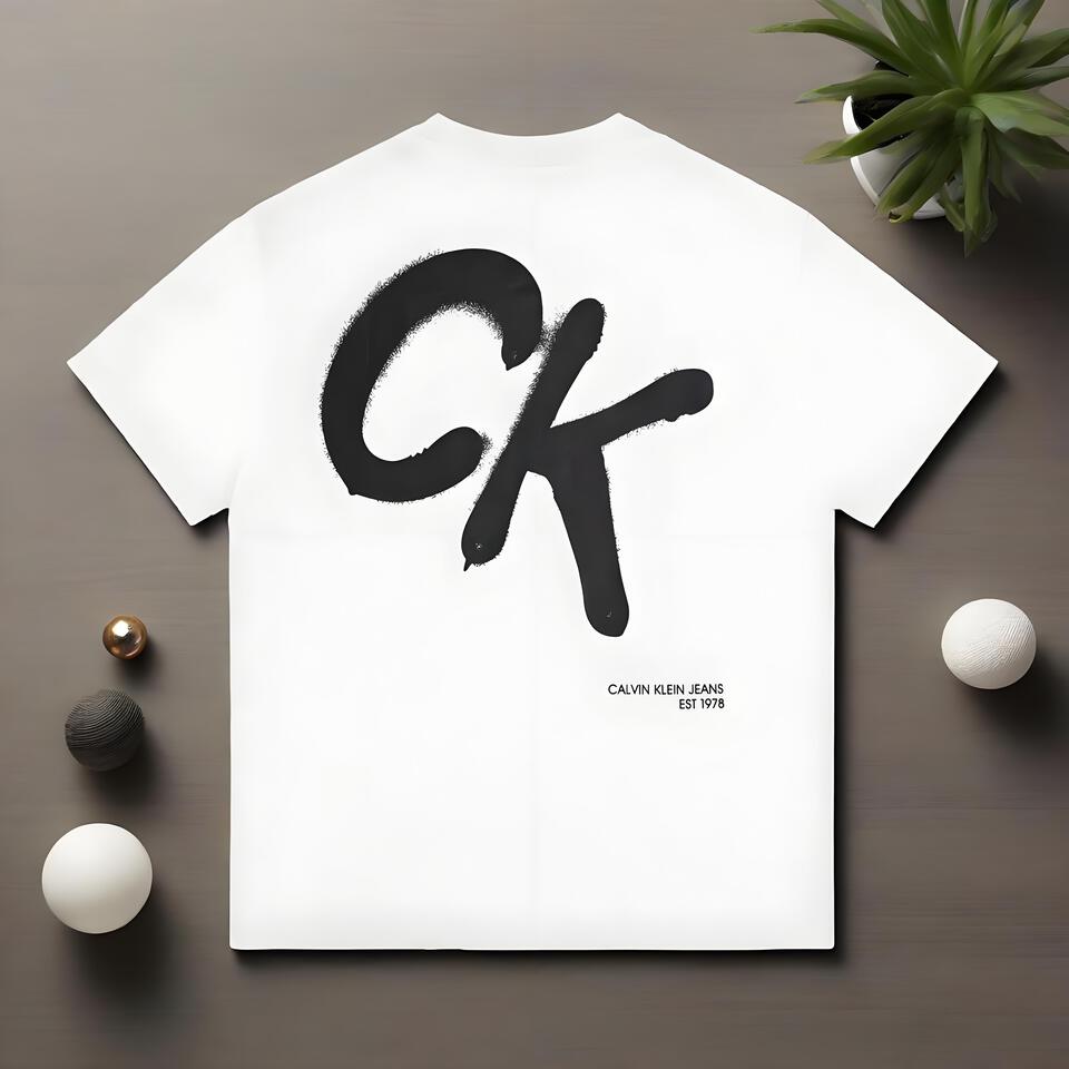Calvin Klein Jeans White Cotton Graffiti Short Sleeve Tee