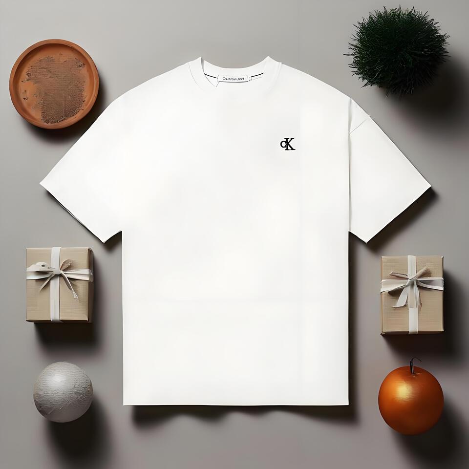 Calvin Klein White Combed Cotton Embroidered Logo Loose T-Shirt