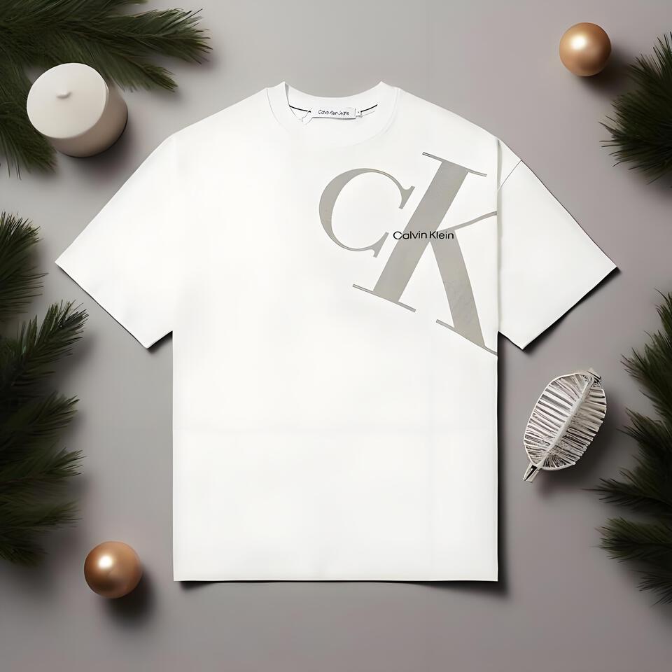 Calvin Klein White Cotton Loose Fit Letter Print T-Shirt