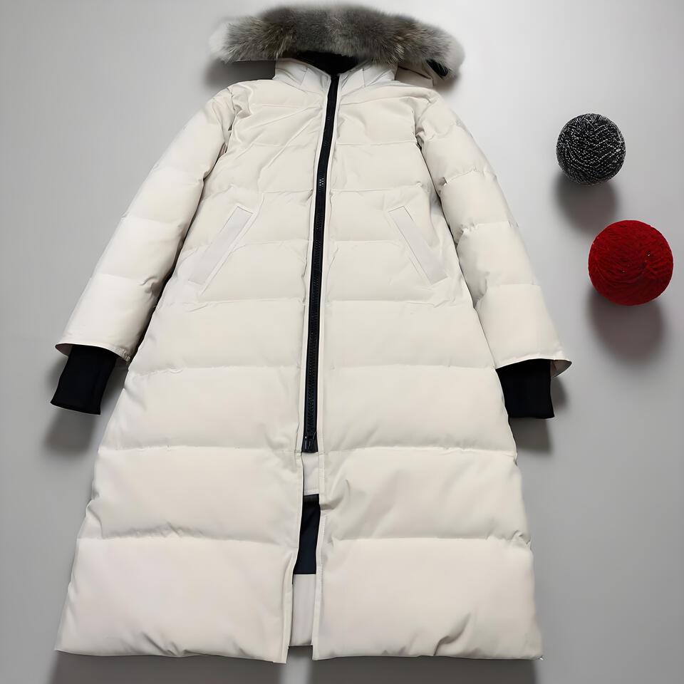 Canada Goose Beige Long Down Coat Windproof Water-Resistant Warm Unisex