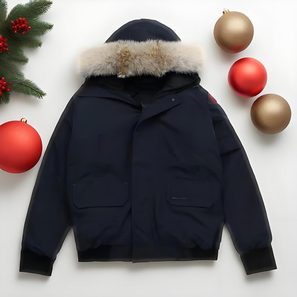 Canada Goose Navy Short Down Jacket Waterproof Windproof Hooded Coat