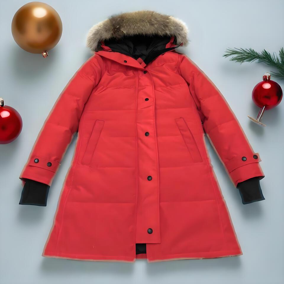 Canada Goose Red Long Waterproof Down Coat For Winter