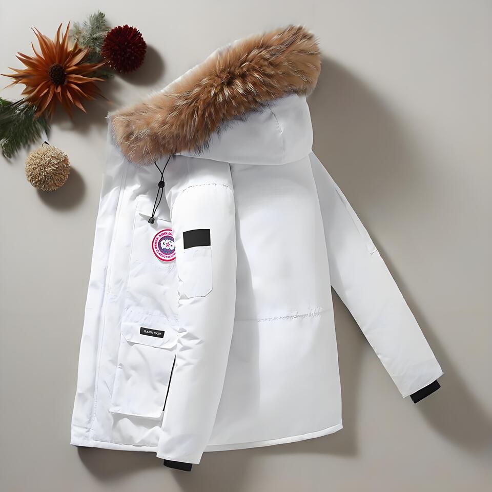Canada Goose White Classic Windproof Warm Hooded Down Coat